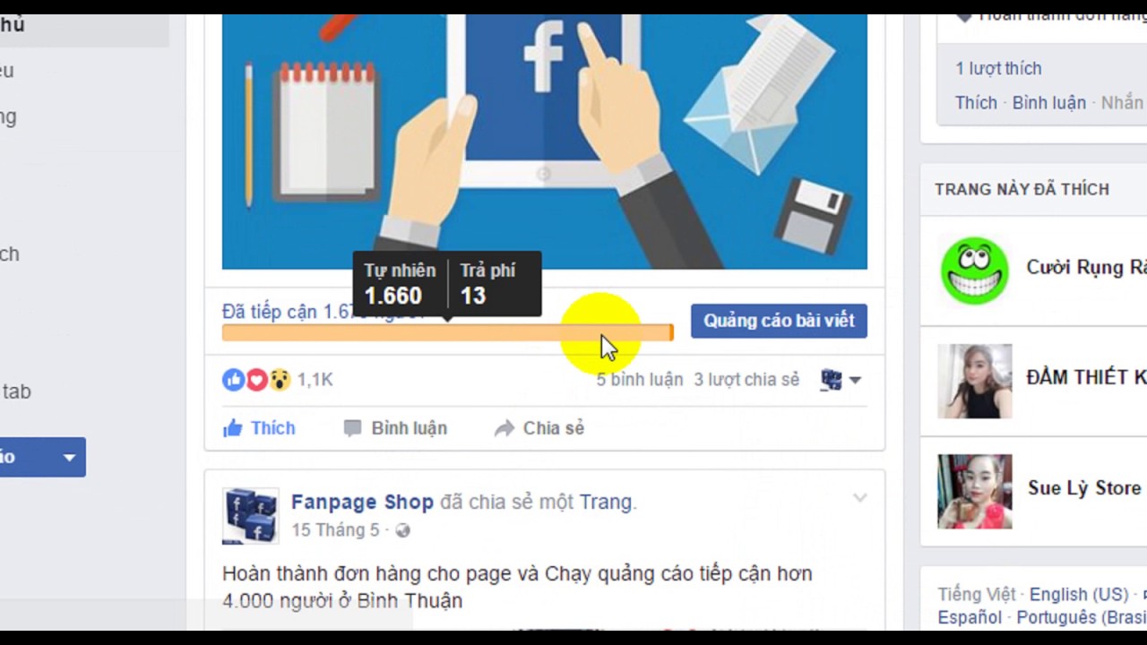 Hình thức quảng cáo fanpage